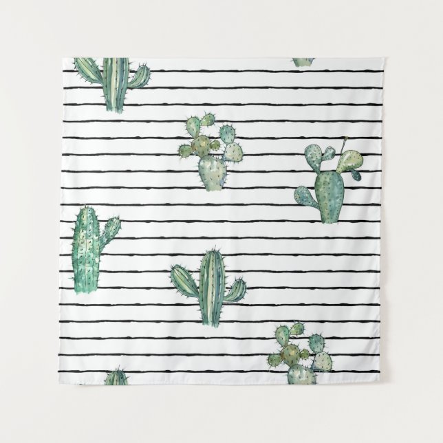 Tenture Motif fluide cactus aquarelle (Devant)