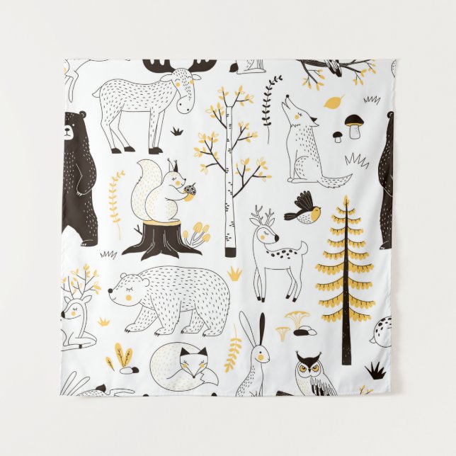 Tenture motif forestier d'automne (Devant)