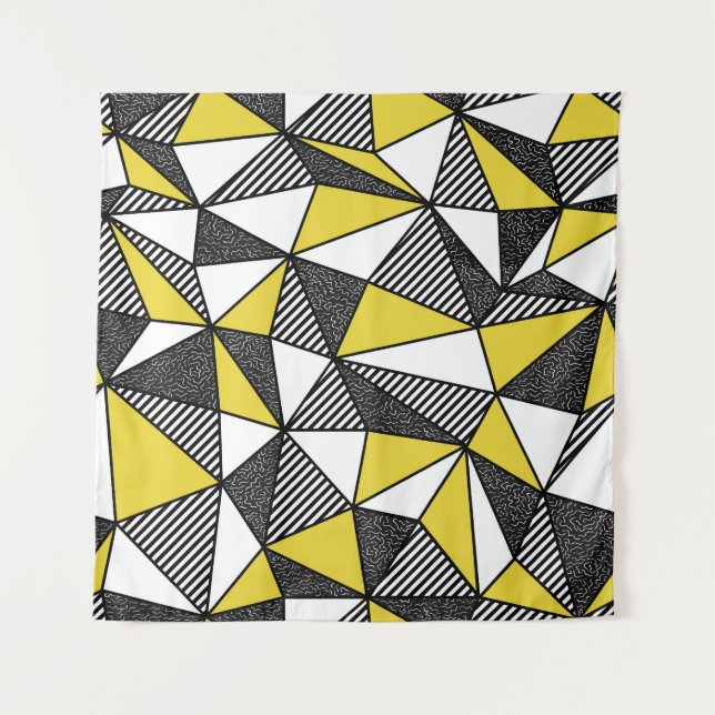 Tenture Motif géométrique bas-poly rétro (Devant)