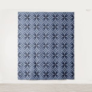 Tenture Motif géométrique bleu de style rétro