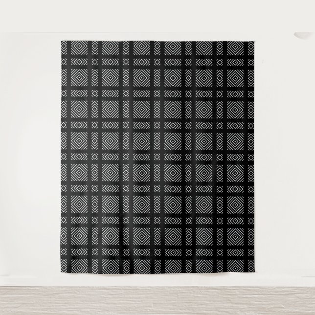 Tenture Motif géométrique noir et blanc Ama (Devant)
