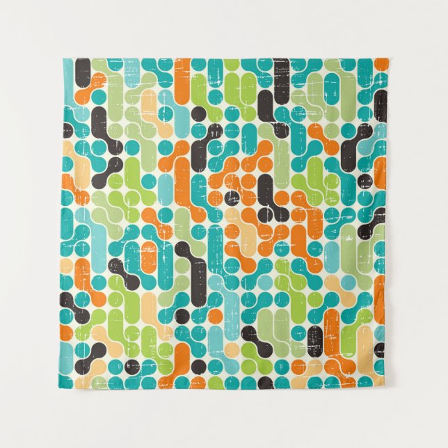 Tenture Motif géométrique rétro abstrait (Devant)