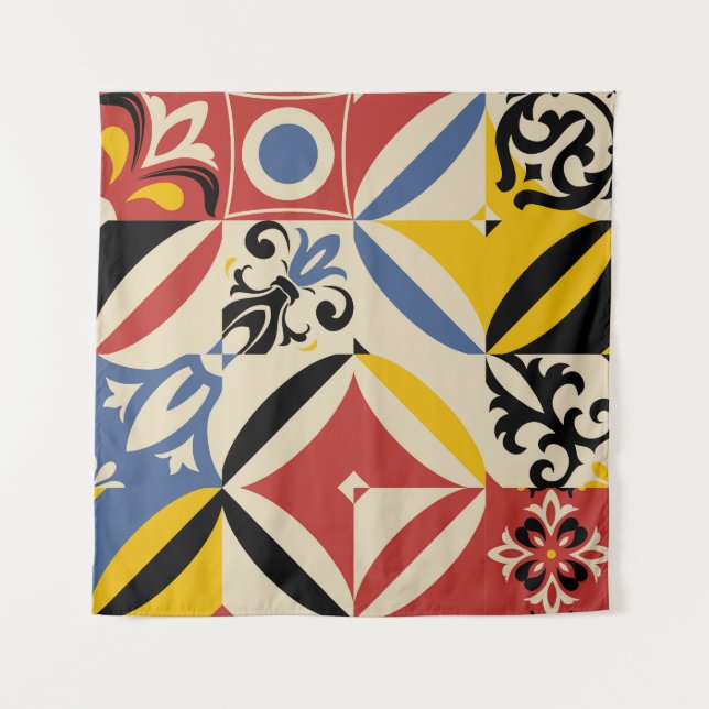 Tenture Motif géométrique Rétro Seites Azulejos (Devant)