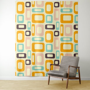 Tenture Motif géométrique rétro sur fond beige clair