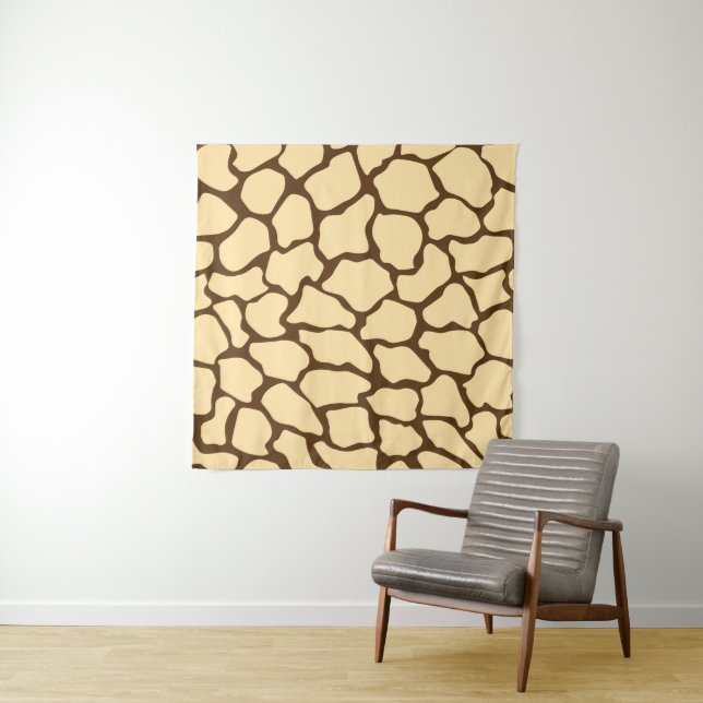 Tenture Motif Girafe Marron – Impression Animale Minimalis (En situation (horizontale))