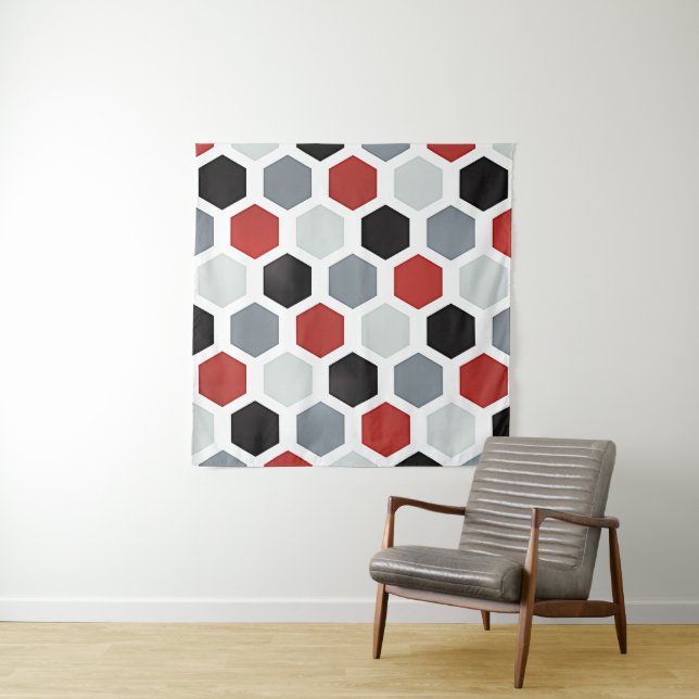 Tenture Motif Hexagon d'Art Moderne (En situation)