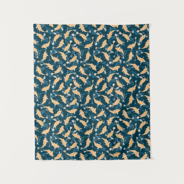 Tenture Motif jaune et bleu - Koi Fish (Devant)