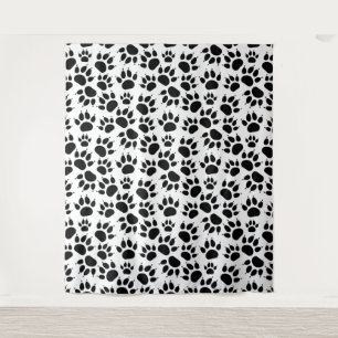 Tenture Motif joli patte de chat noir blanc personnalisé
