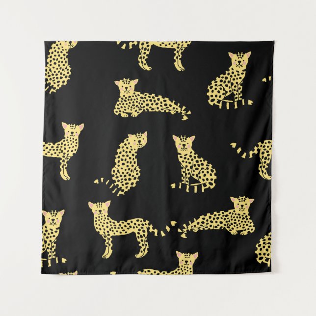 Tenture Motif léopard : Arrière - plan noir Cheetah (Devant)
