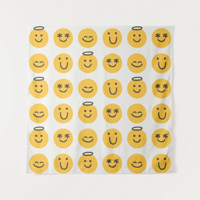 Tenture Motif libre main heureux émoji sans couture. e pos (Devant)