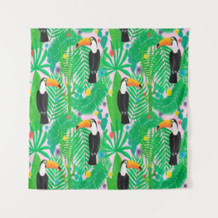 Tenture Motif lumineux tropical transparent dessiné à la m