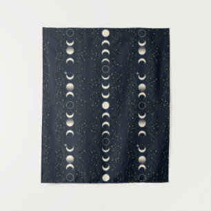 Tenture Motif minimaliste des phases lunaires avec des éto