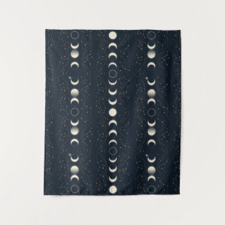 Tenture Motif minimaliste des phases lunaires avec des éto