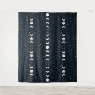 Tenture Motif minimaliste des phases lunaires avec des éto