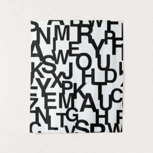 Tenture Motif moderne, abstrait, désordonné avec des lettr