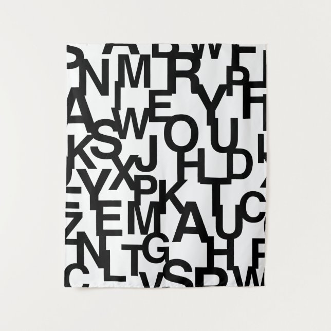 Tenture Motif moderne, abstrait, désordonné avec des lettr (Devant)