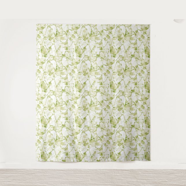 Tenture motif moderne élégant abstrait blanc-olive    (Devant)