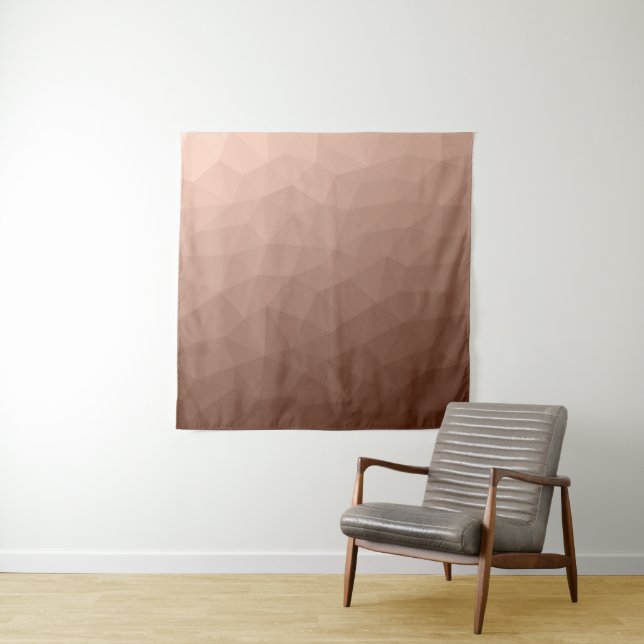 Tenture Motif moderne en maille géométrique marron moka (En situation)