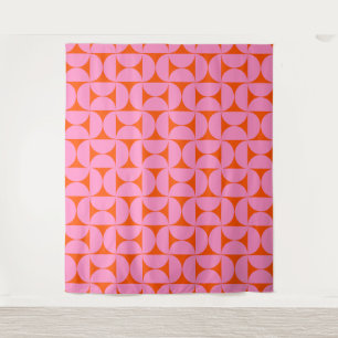Tenture Motif moderne rose Et orange Du Milieu Du Siècle
