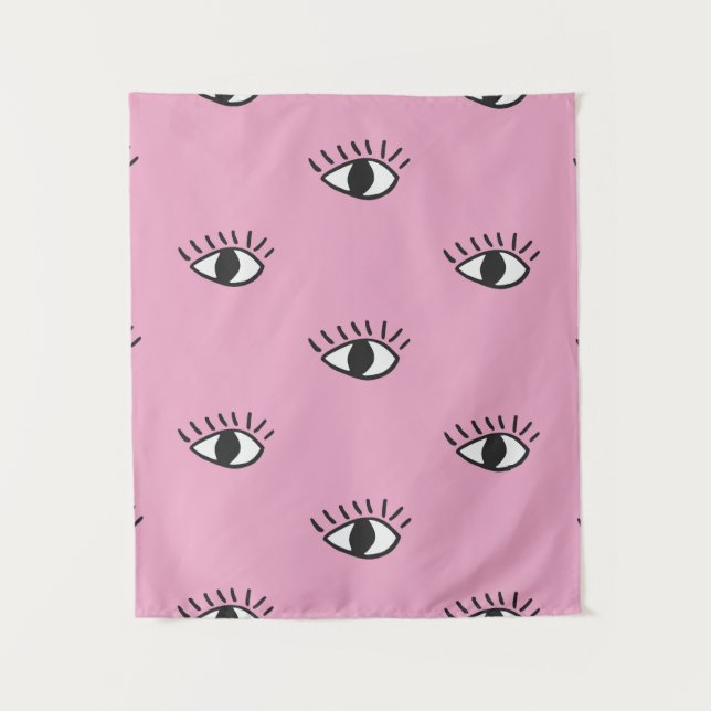 Tenture Motif moderne sans soudure avec yeux dessinés à la (Devant)