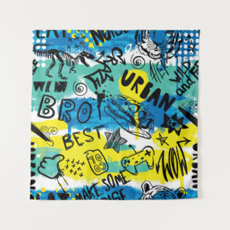 Tenture Motif Monster Hand Drawn Kids