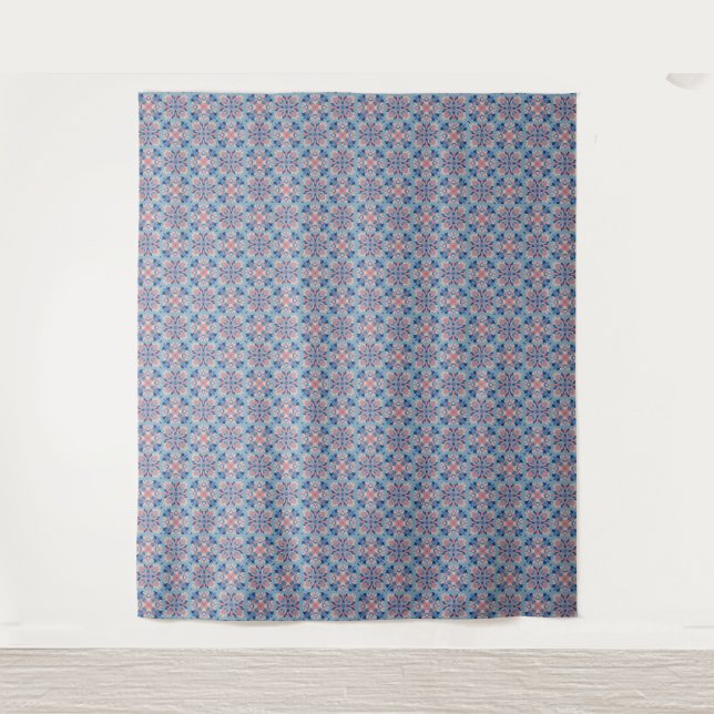 Tenture Motif Mosaïque Bleu Poussiéreux (Devant)