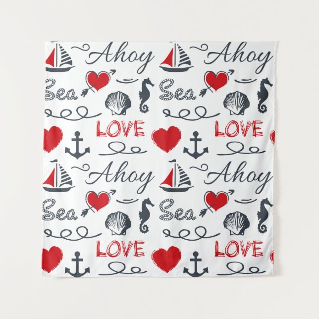 Tenture Motif nautique sans voile (Devant)