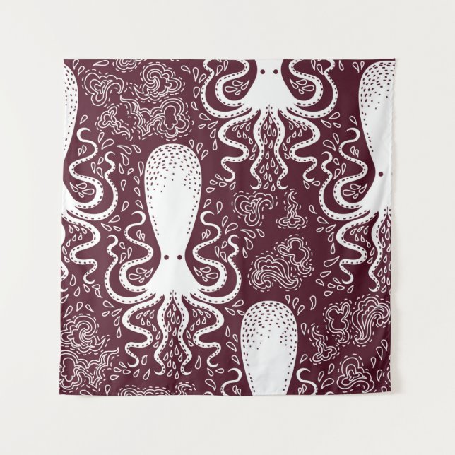 Tenture motif Octopus vintage. (Devant)
