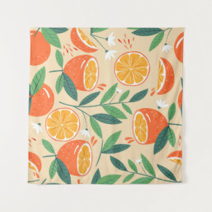 Tenture Motif orange sans couture, art vintage abstrait.