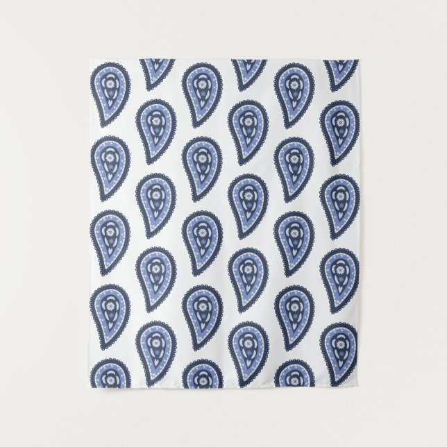 Tenture Motif Paisley Bleu (Devant)