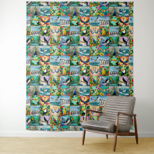 Tenture Motif patchwork d'oiseaux