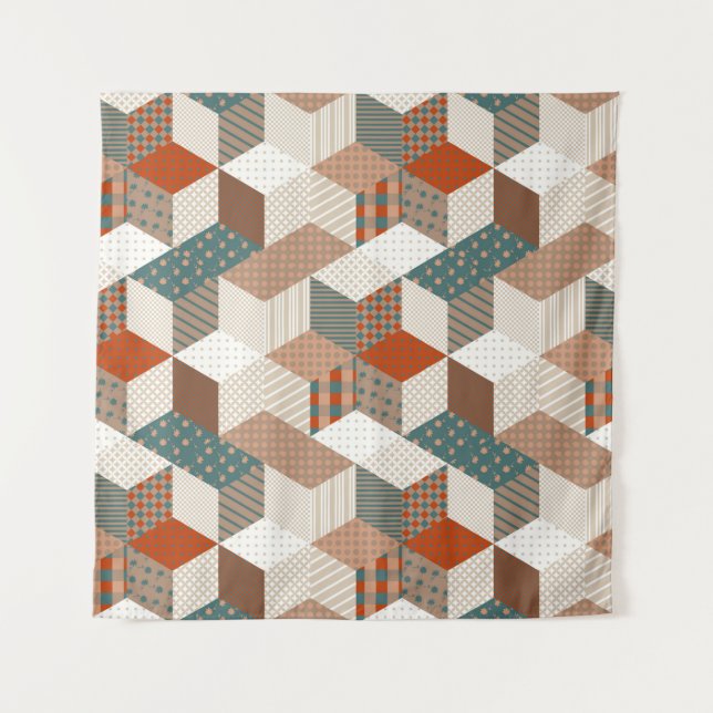 Tenture Motif patchwork sans couture avec des étoiles. fon (Devant)