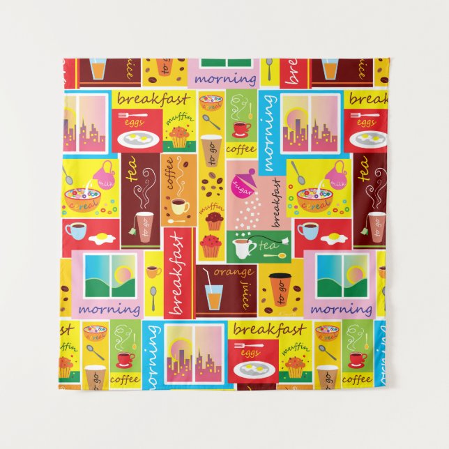 Tenture Motif Petit Déjeuner Fantaisiste (Devant)