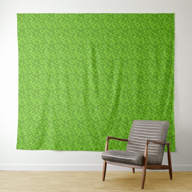 Tenture Motif Pixel Vert Rétro Jeu 8 Bits (En situation (horizontale))