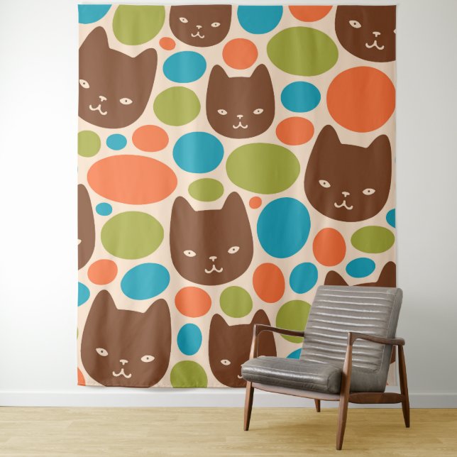 Tenture Motif Polka Dot Cats (En situation)