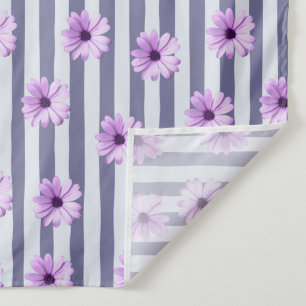 Tenture motif rayé avec marguerites violettes