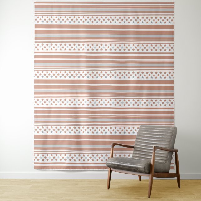 Tenture Motif rayé marron avec étoiles (En situation)