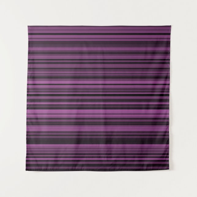 Tenture Motif Rayures Noir Violet (Devant)
