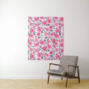 Tenture Motif Rose d'aquarelle rose