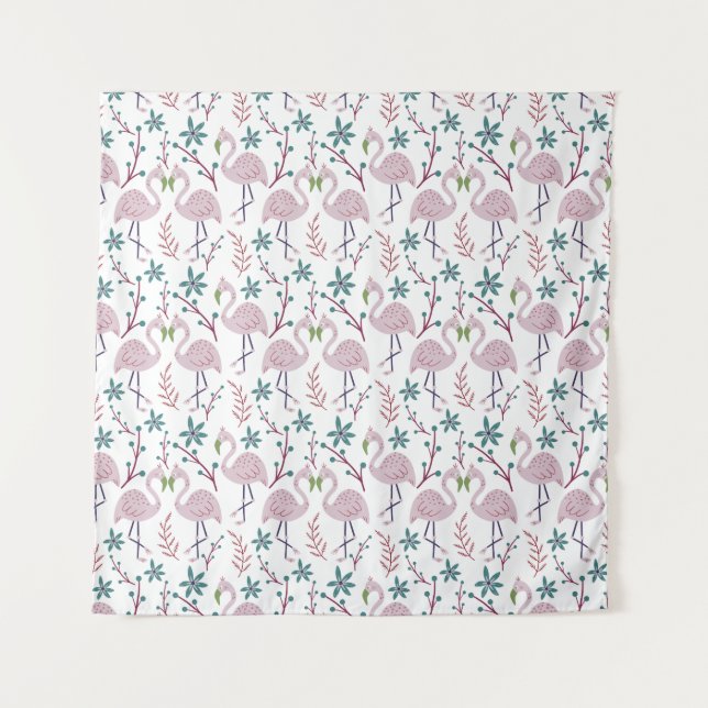 Tenture Motif rose flamingo sans couture sur arrière - pla (Devant)