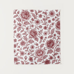 Tenture Motif Rose Vintage rouge foncé