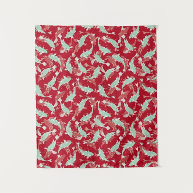 Tenture Motif rouge et vert - Koi Fish (Devant)