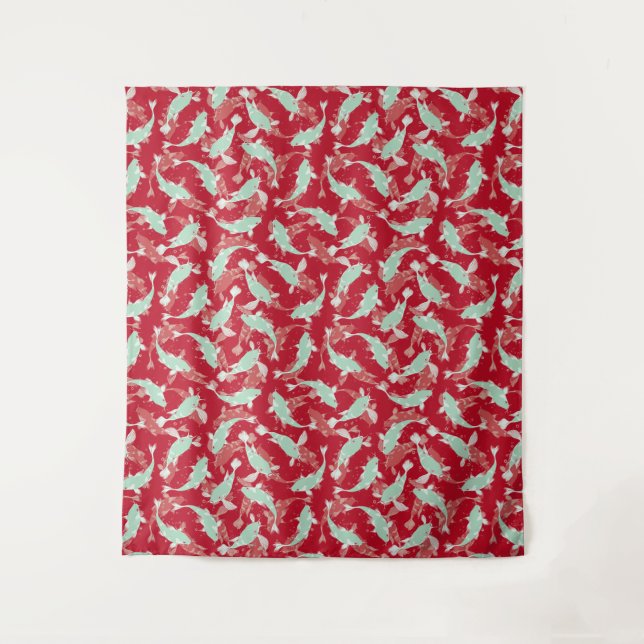 Tenture Motif rouge et vert - Koi Fish (Devant)