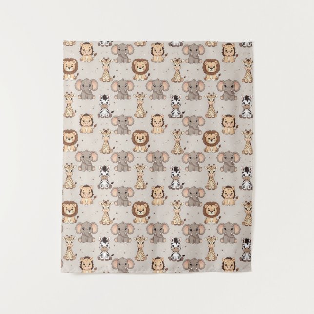 Tenture Motif Safari Bébé Neutre (Devant)