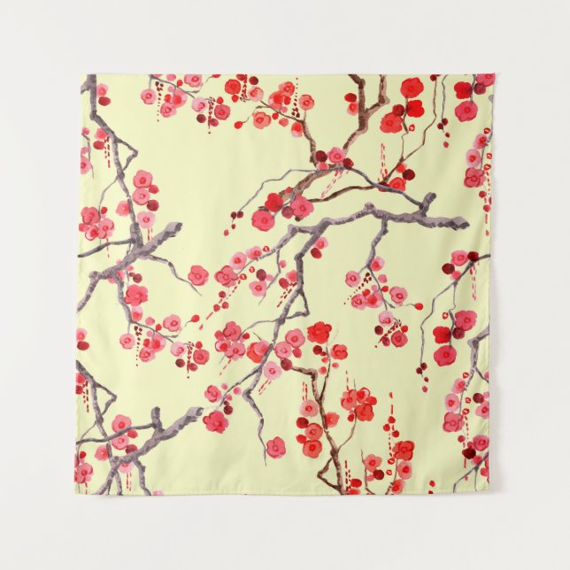 Tenture Motif sans couture à l'aquarelle de fleurs de Saku (Devant)