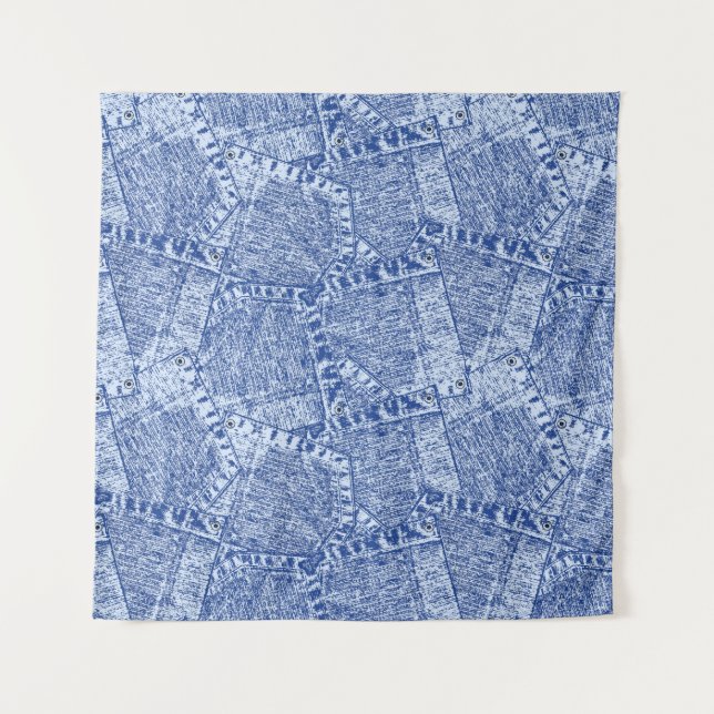 Tenture Motif sans couture Abstrait Denim Pockets  (Devant)