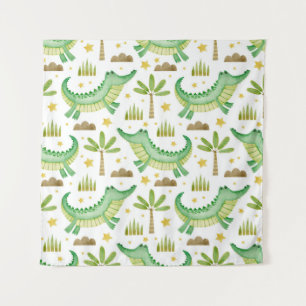 Tenture Motif sans couture aquarelle de palmier crocodile