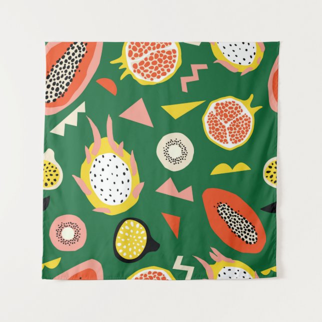 Tenture Motif sans couture aux fruits tropicaux (Devant)