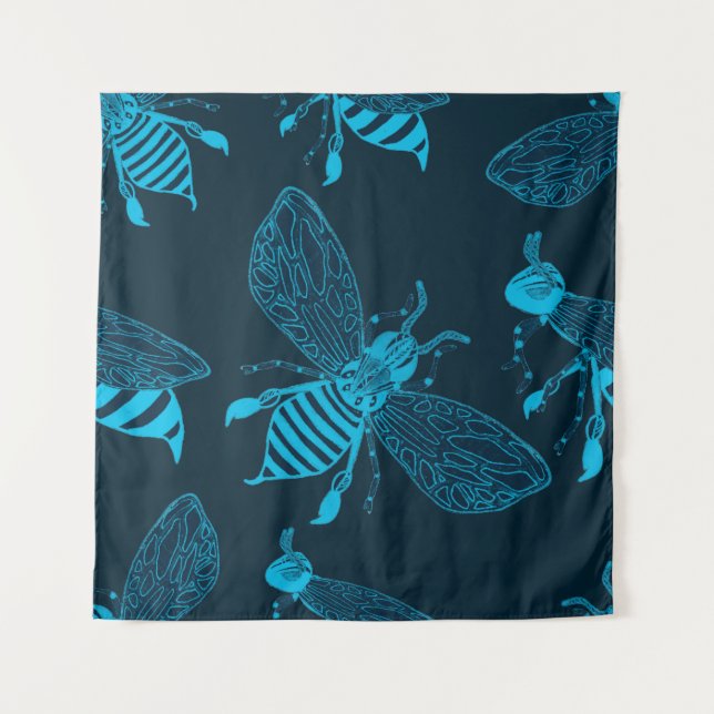 Tenture Motif sans couture avec abeilles dessinées à la ma (Devant)