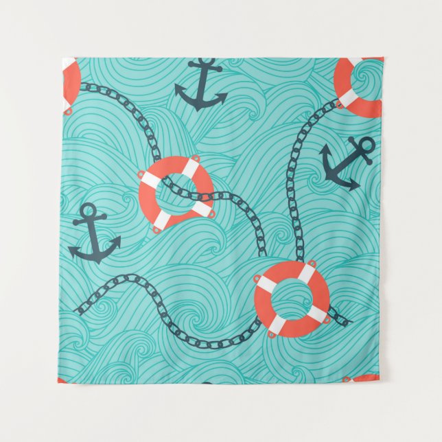 Tenture Motif sans couture avec attributs nautiques. Freeh (Devant)